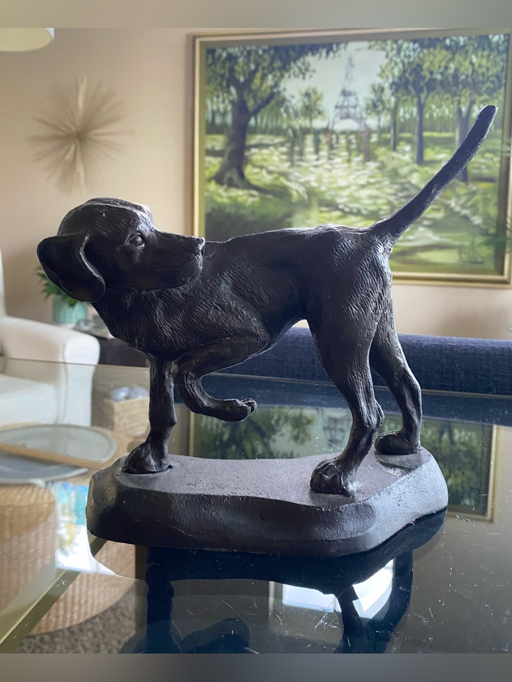 VTG Cast Iron Pointer Hunting Dog Figurine Statue Doorstop